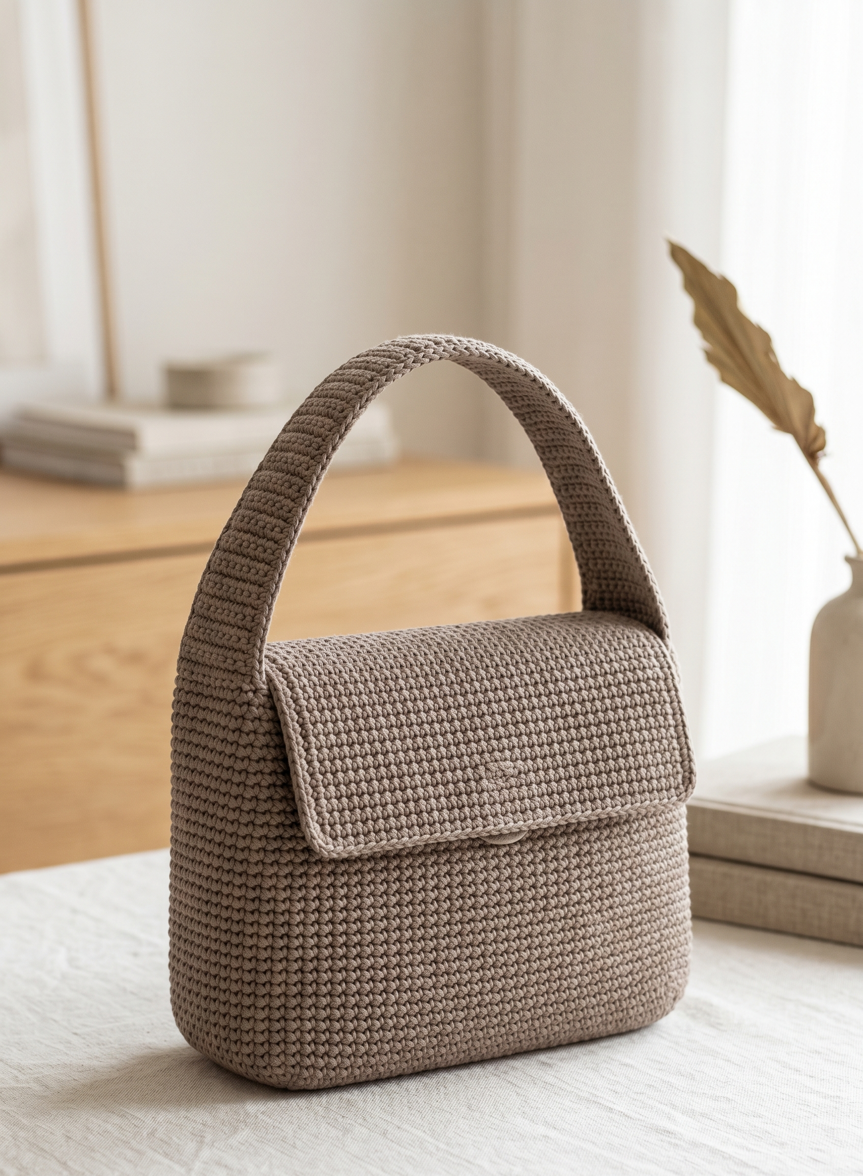 Minimalistische Häkeltasche für jeden Tag in schlichtem Design